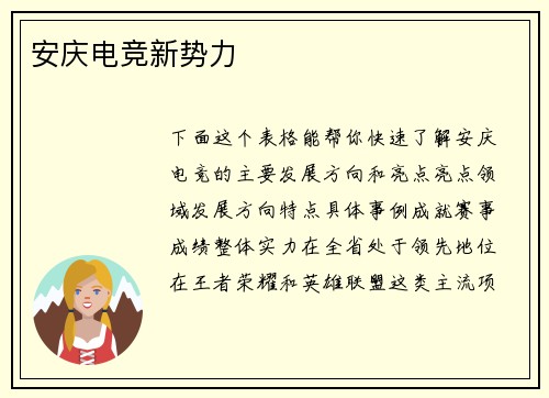 安庆电竞新势力