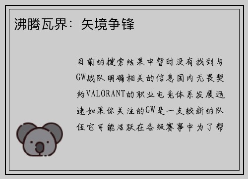 沸腾瓦界：矢境争锋